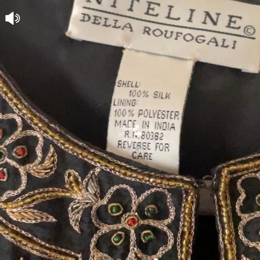 Niteline Della Roufogali Black Silk Beaded Jacket M - Picture 4 of 5